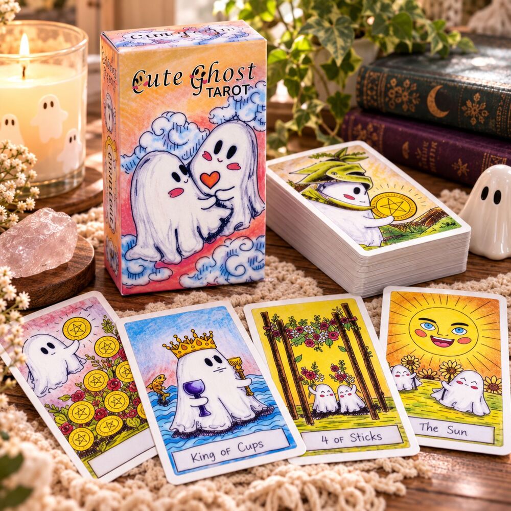 Cute Ghost Tarot 78 Card Kawaii Halloween Deck New Sealed